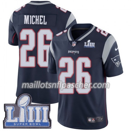 Maillot New England Patriots Sony Michel 26 Nike Bleu II 2019 Super Bowl LIII - Homme